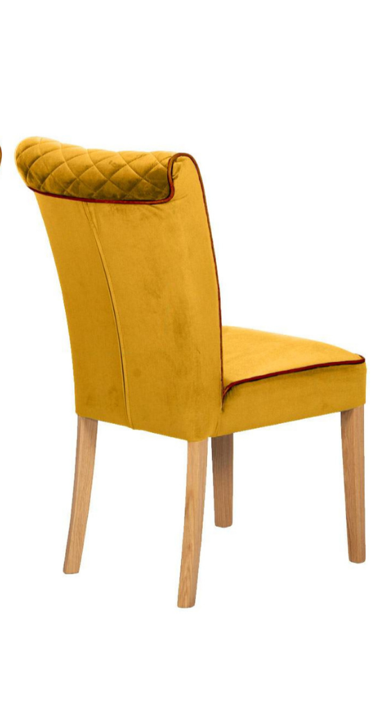 Trafford Dining Chair Opulence Saffron and Bartollo Brown Leather